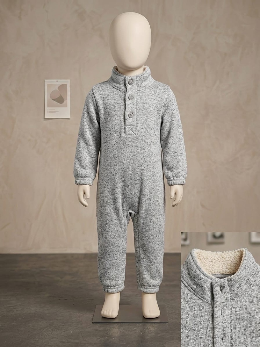 Carter's Heather Gray Sherpa-Lined Kids Sleep Romper